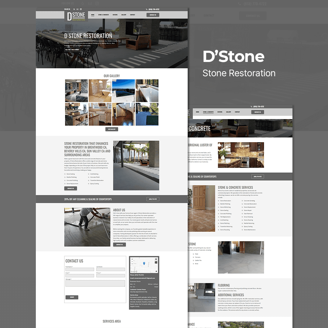 D'Stone Restoration — Stone Restoration website design