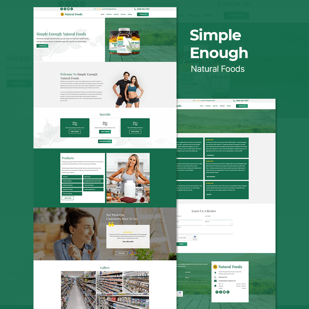Simple Enough Natural Foods — Natural Foods website design